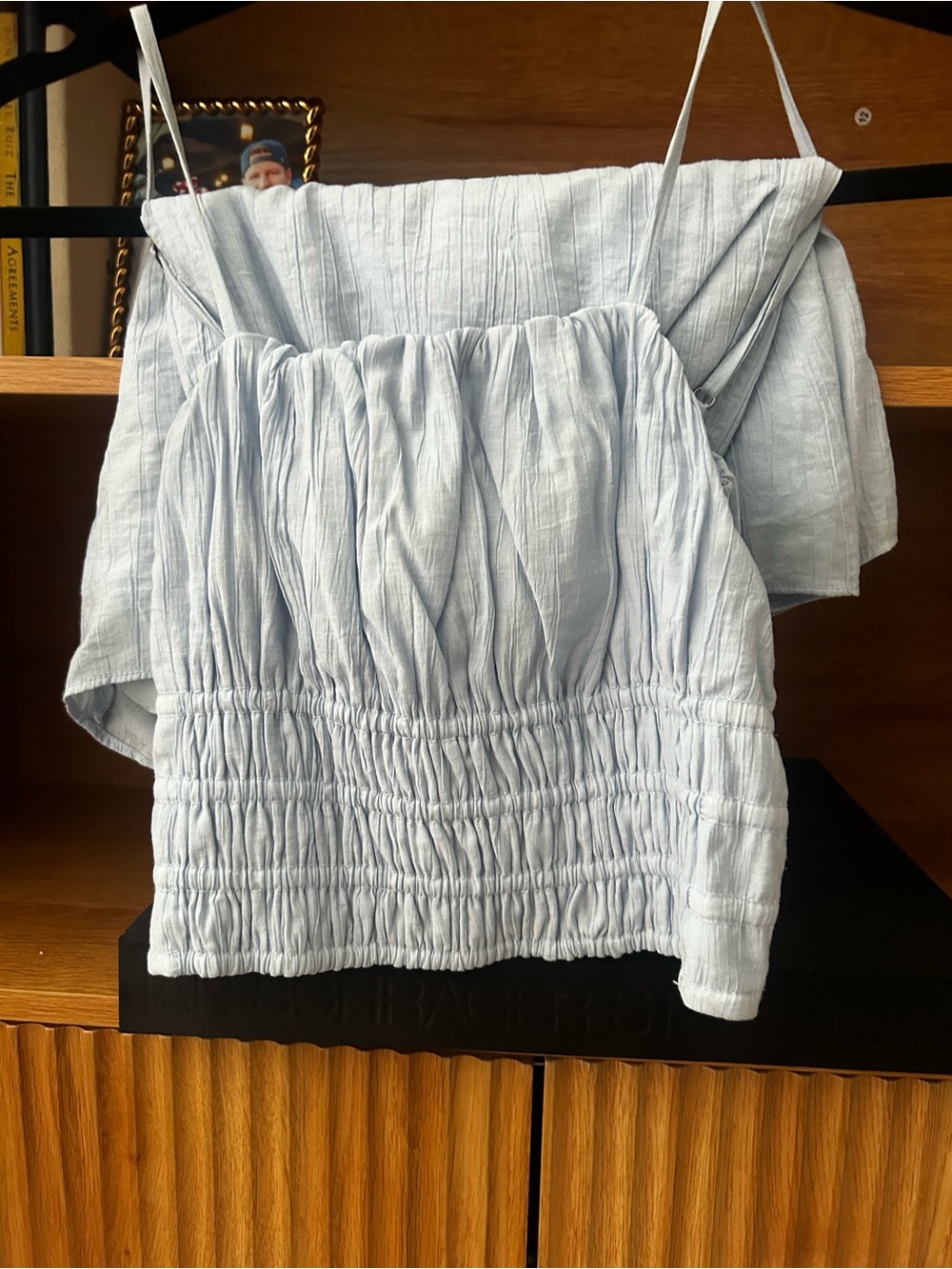 Abercrombie & Fitch Light Blue Linen-Blend High-Waist Shorts Set